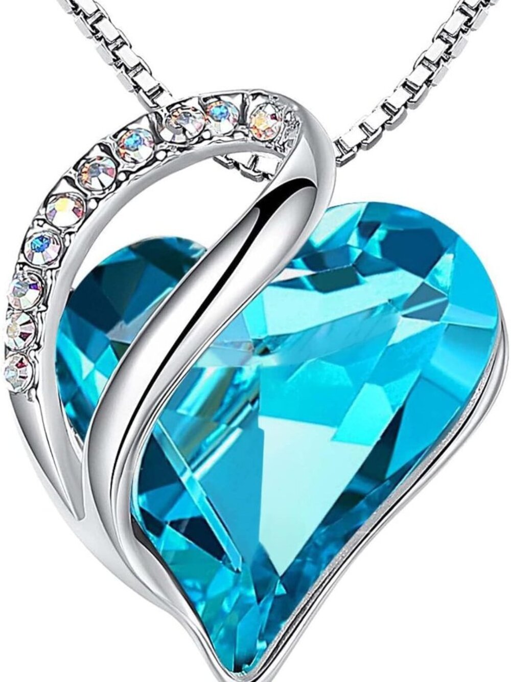 Infinity Love Birthstone Heart Pendant Necklace for Women - Adjustable Silver
